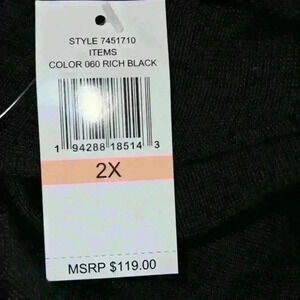 NWT CeCe Womens Sweater Dress Size 2X Tie Neck Long Sleeve Cotton Rich Black